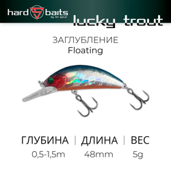 Воблер / Sprut Lucky Trout 48F (Floating/48mm/5g/0,5-1,5m/SB3)