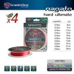 Шнур / Sprut NAGATO Hard x4 ( 95m/Hot Red/0,20mm/16,4kg)