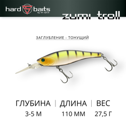 Воблер / Sprut Zumi Troll 110SS (Slow Sinking/110mm/27,5g/3-5m/WLP)