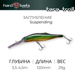 Воблер / Sprut Tara Troll 3D 120SP (Suspending/120mm/29g/3,5-4,5m/GGRT-3D) F382