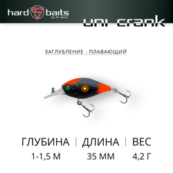 Воблер / Sprut Uni Crank D 35F (Floating/35mm/4,2g/1-1,5m/MBKRD)