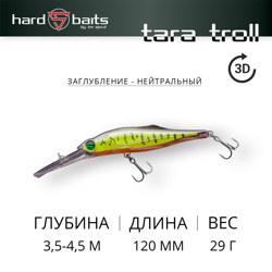 Воблер / Sprut Tara Troll 3D 120SP (Suspending/120mm/29g/3,5-4,5m/YT-3D)