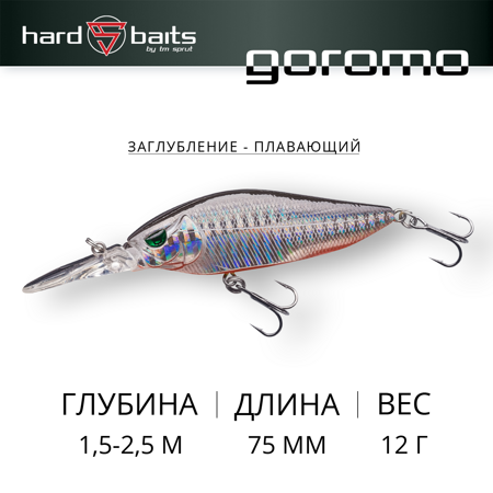 Воблер / Sprut Goromo 75F (Floating/75mm/12g/1,5-2,5m/SBK)