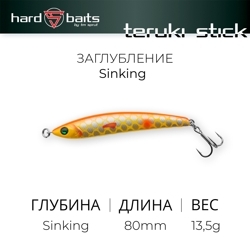 Воблер / Sprut Teruki Stick 80S (Sinking/80mm/13,5g/Sinking/OSC)