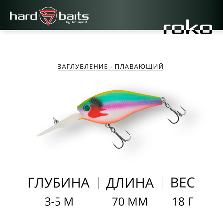 Воблер / Sprut Roko 70F (Floating/70mm/18g/3-5m/SJBL)